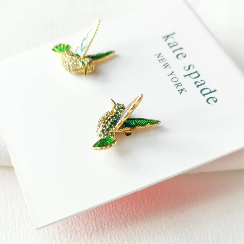 Kate Spade Dazzling Daisy Hummingbird Multicolor Gold Stud Earrings | NEW - Picture 2 of 3
